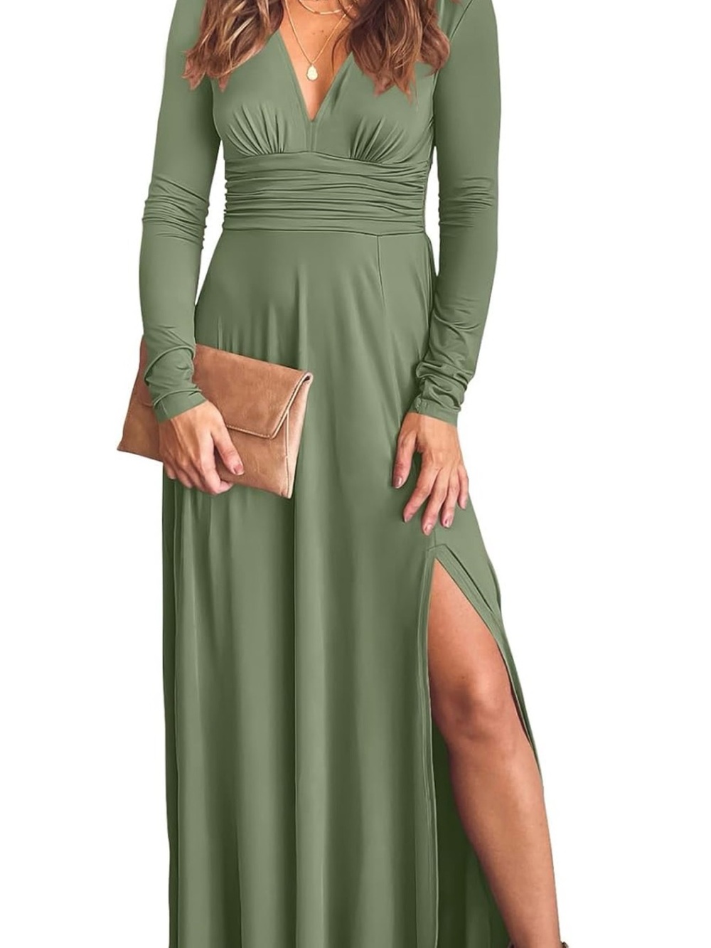 ANRABESS Women Deep V Neck Wedding Guest Formal Maxi Dress